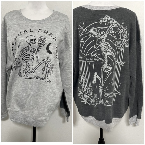 WOUND UP GRAPHIC TWO-TONE COLOR SWEATSHIRT SOFT COZY ETERNAL DREAMER XXL NWOT - Picture 1 of 8